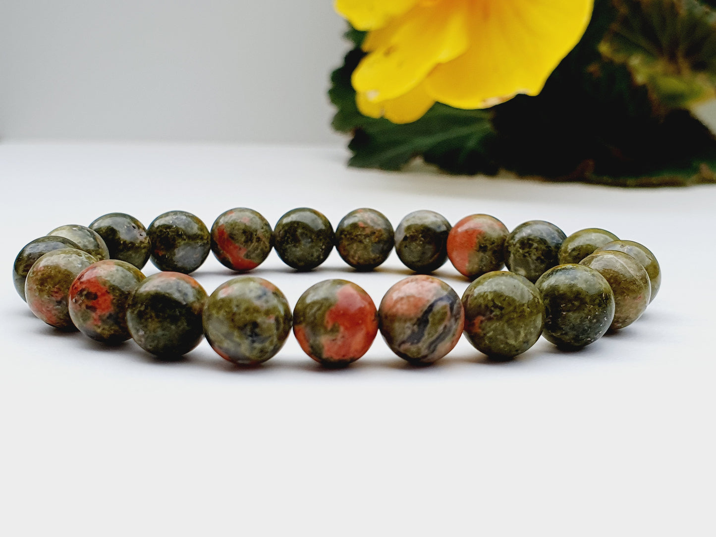 Unakite balance bracelet natural stone 8mm bead