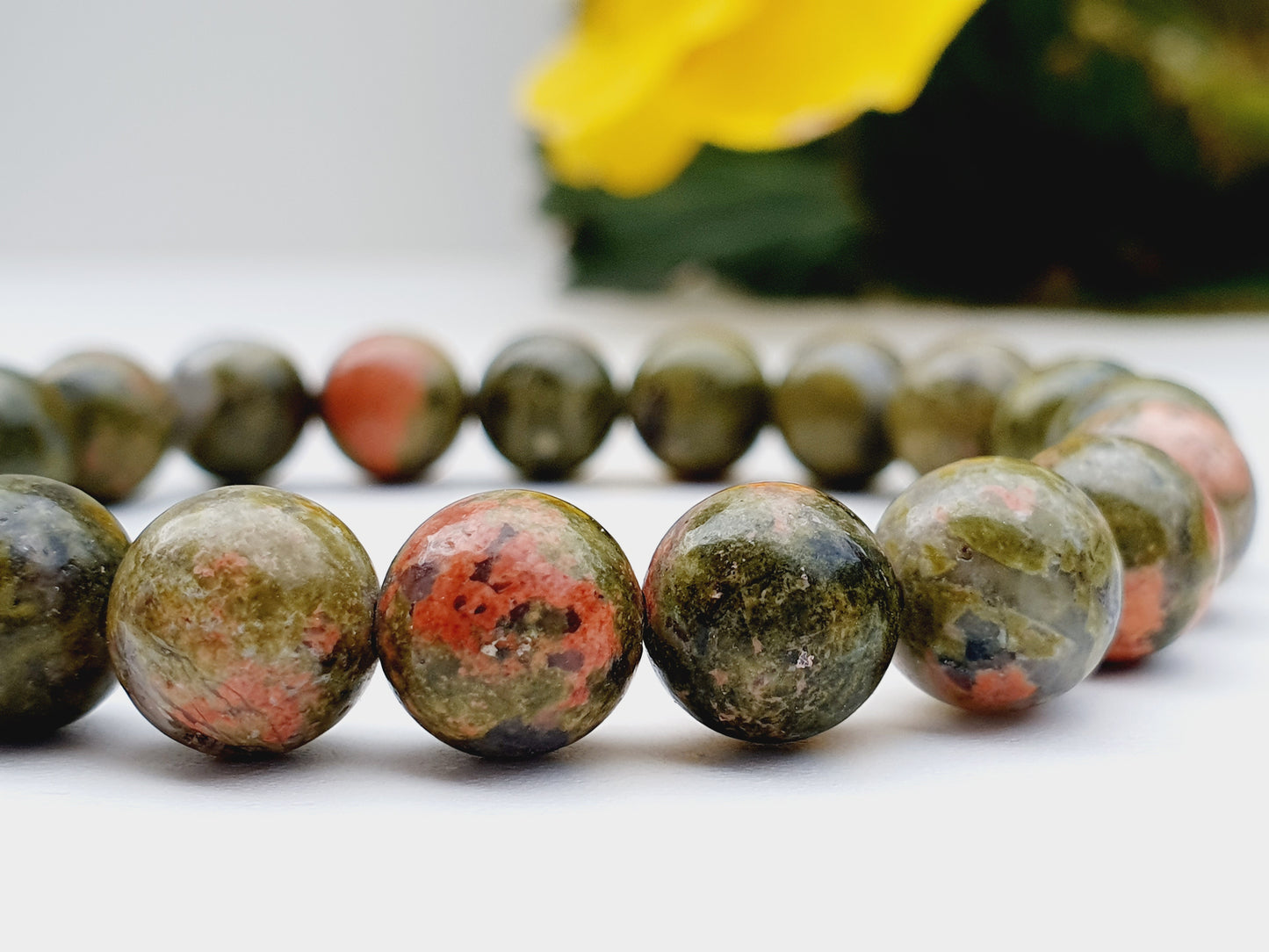 Unakite balance bracelet natural stone 8mm bead