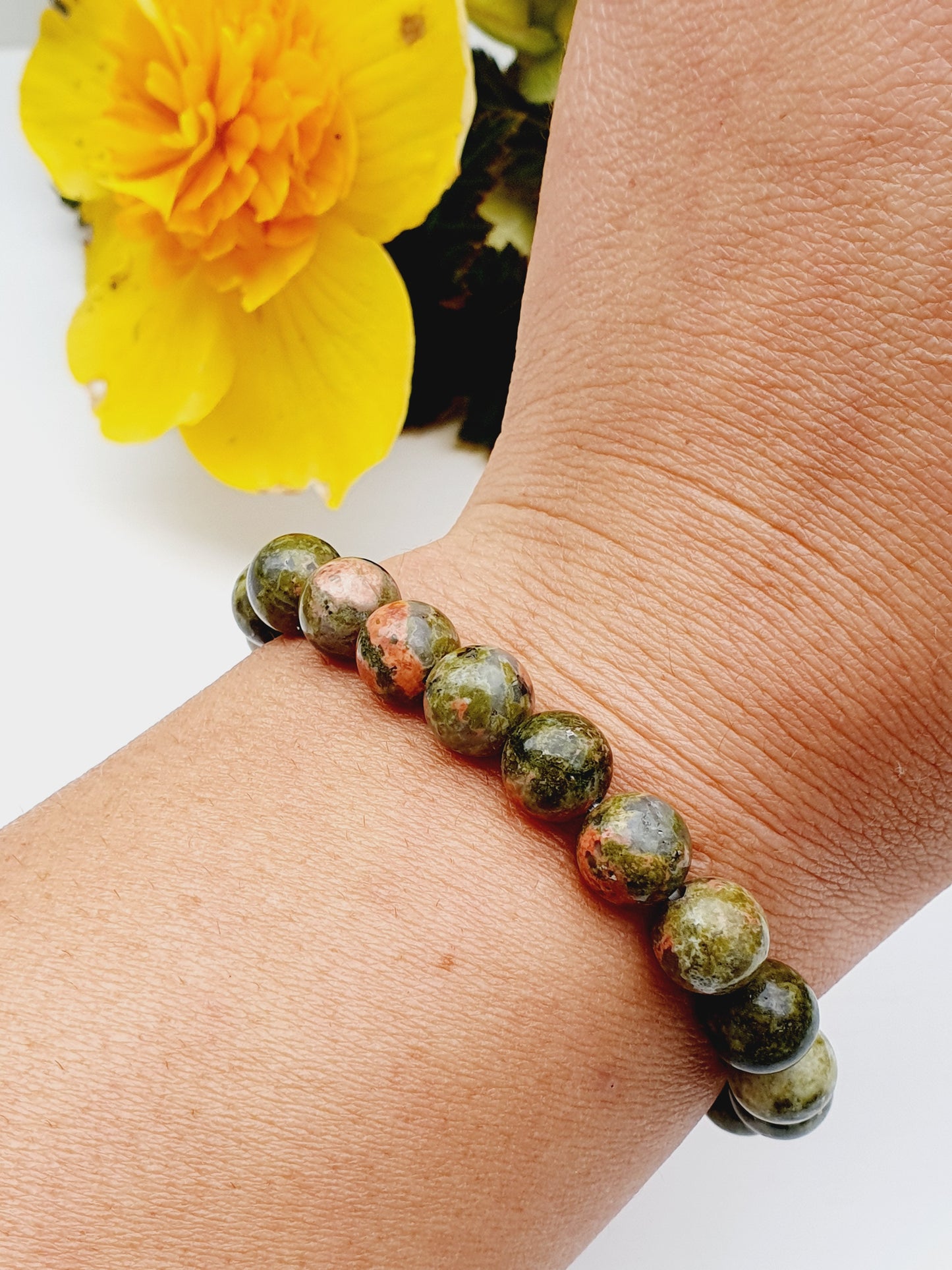 Unakite balance bracelet natural stone 8mm bead