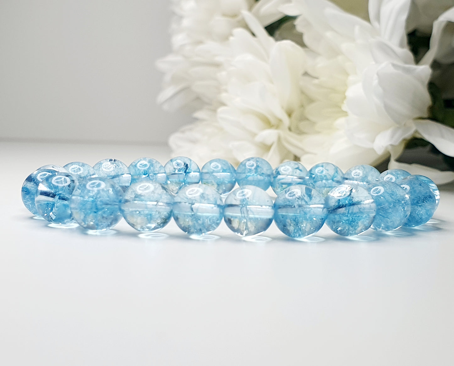 Topaz Quartz Blue natural gemstone bracelet 8mm bead