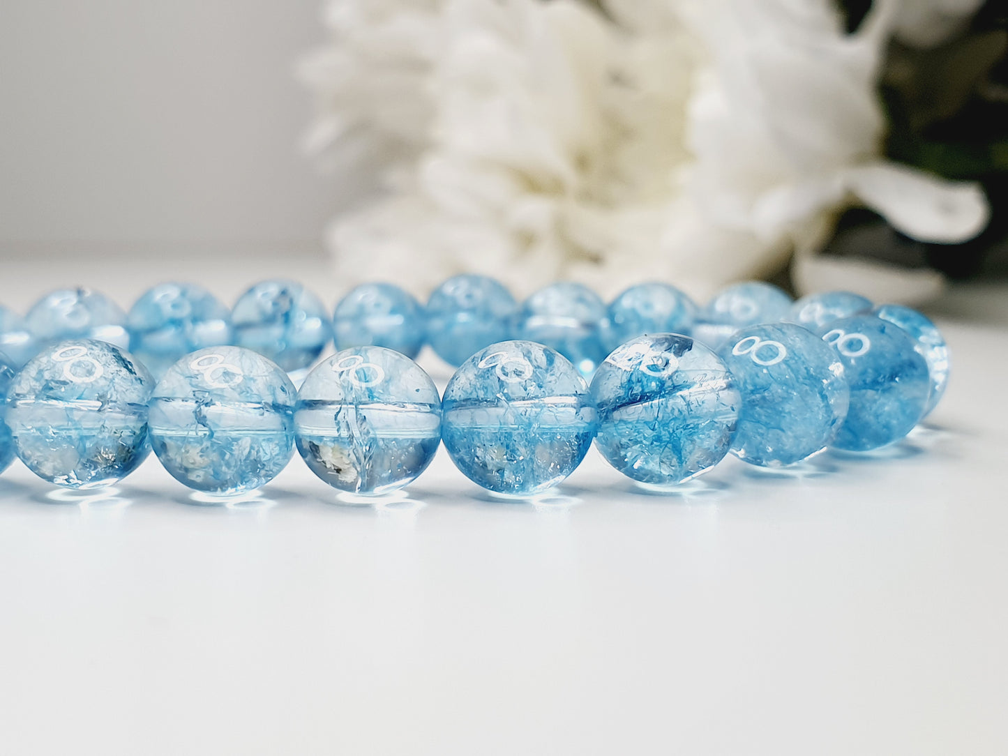 Topaz Quartz Blue natural gemstone bracelet 8mm bead