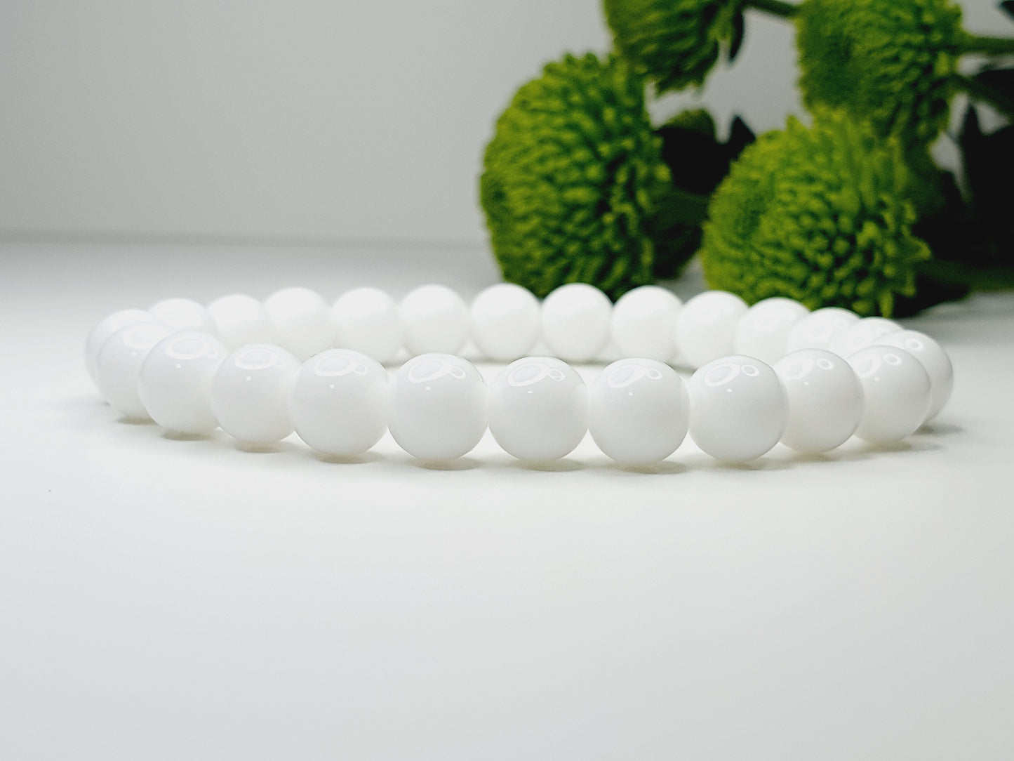 White Onyx bracelet natural stone 8mm bead