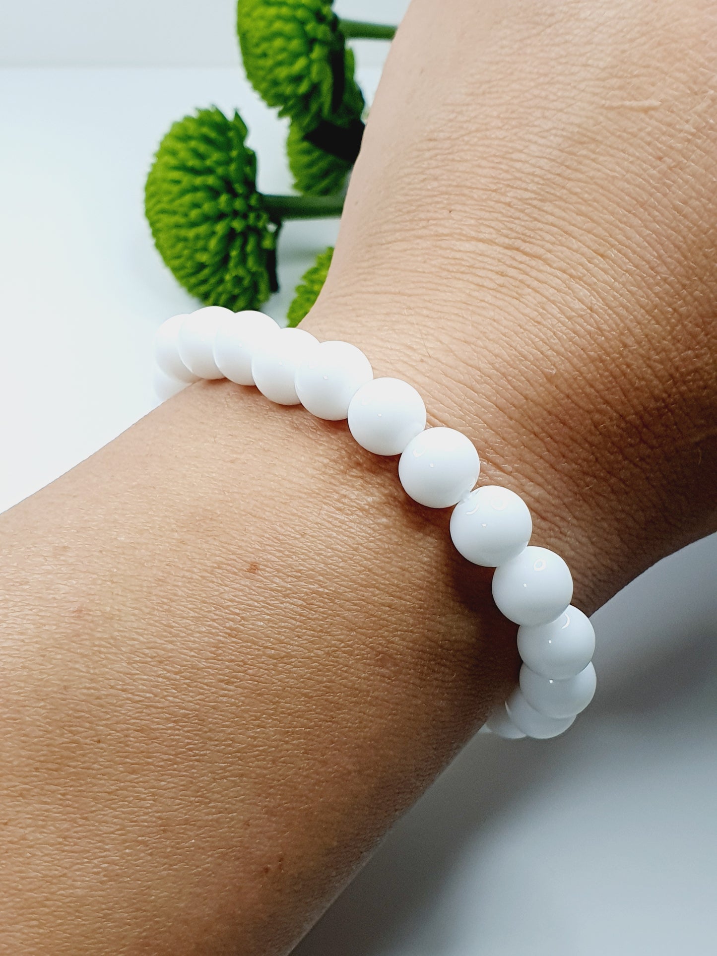 White Onyx bracelet natural stone 8mm bead