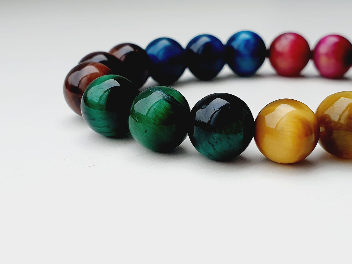 Tiger Eye natural stone bracelet 10mm beaded, gift box jewellery