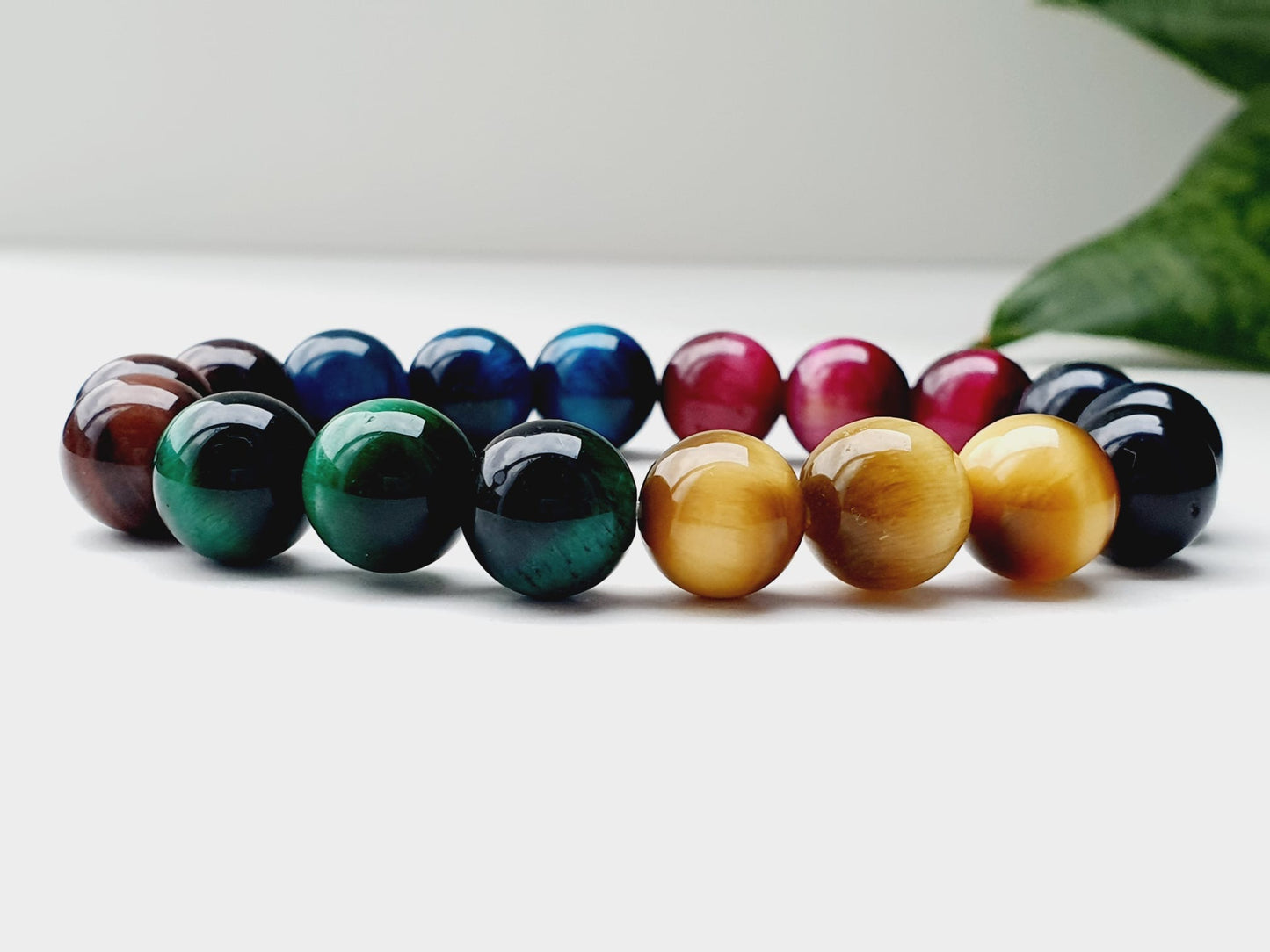 Tiger Eye natural stone bracelet 10mm beaded, gift box jewellery