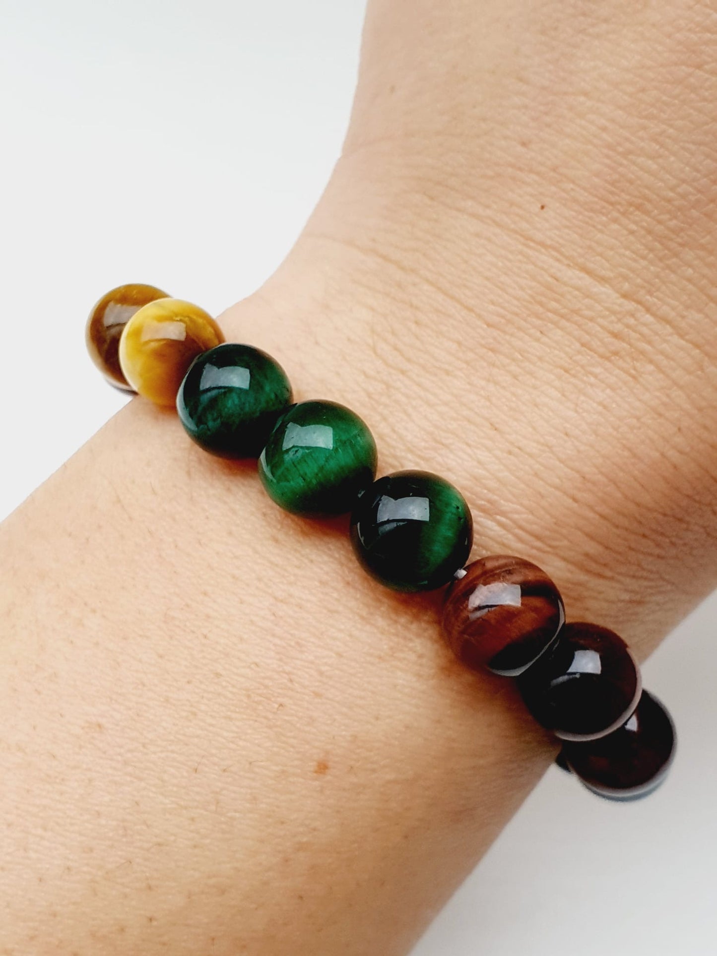 Tiger Eye natural stone bracelet 10mm beaded, gift box jewellery