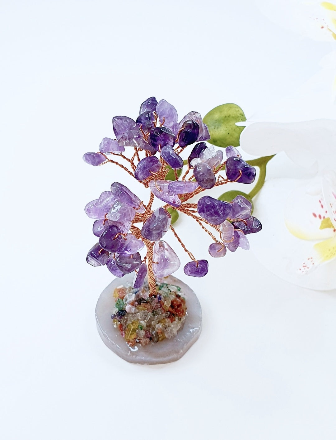 Tree of calming made from natural stone amethyst