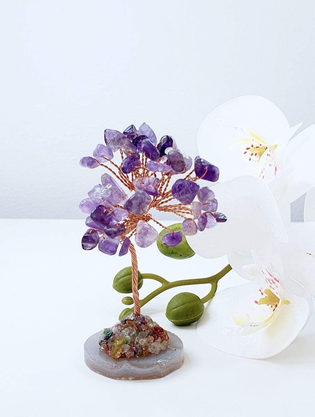 Tree of calming made from natural stone amethyst