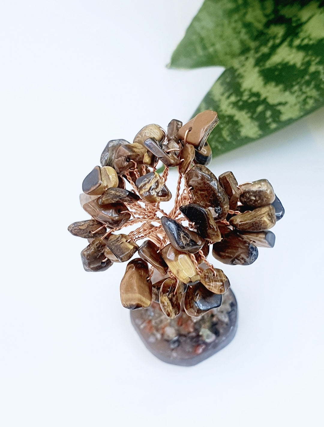 Tree of good luck made from natural stone tiger eye
