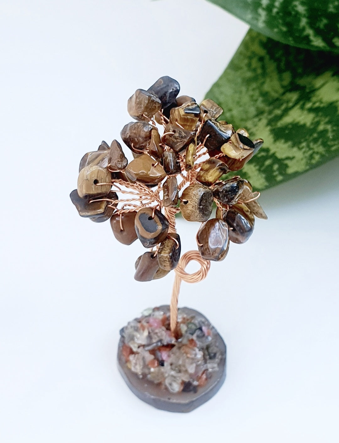 Tree of good luck made from natural stone tiger eye