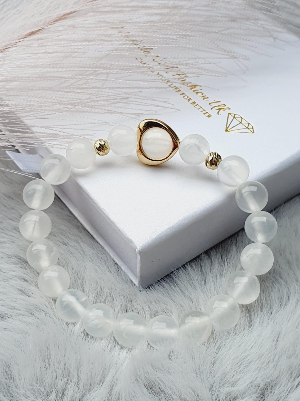 Selenite natural stone calming bracelet 8mm bead