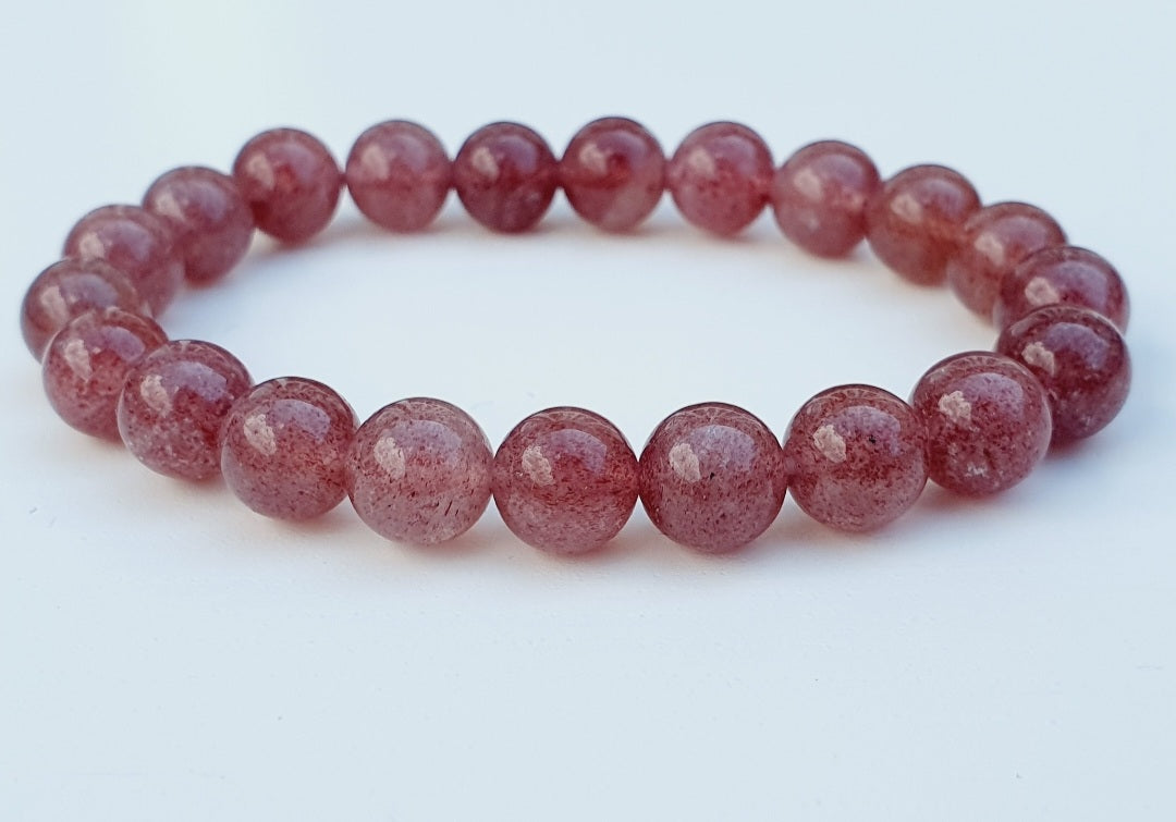 Strawberry quartz natural stone bracelet 8mm bead