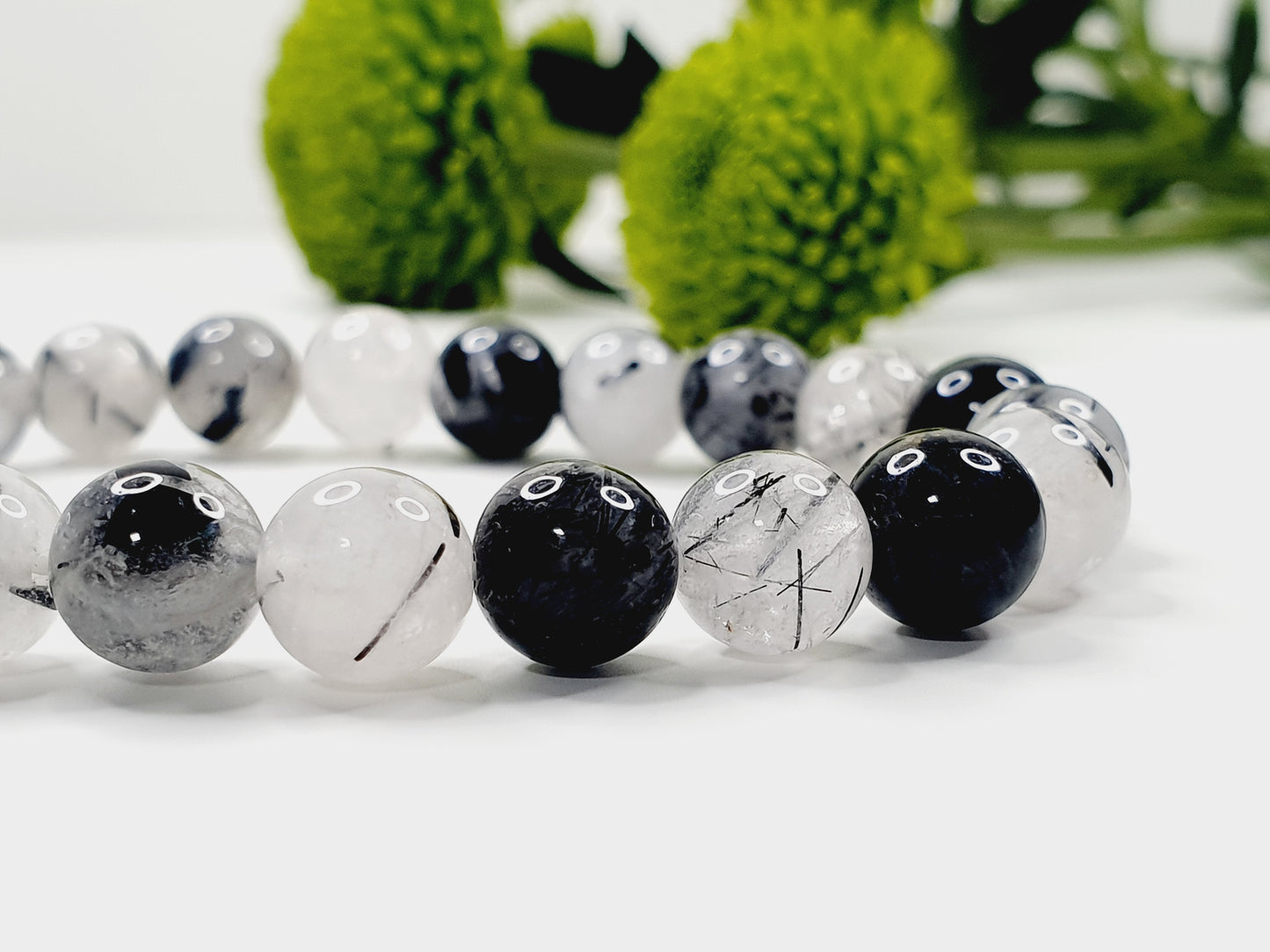Tourmaline Quartz natural gemstone bracelet 8mm bead