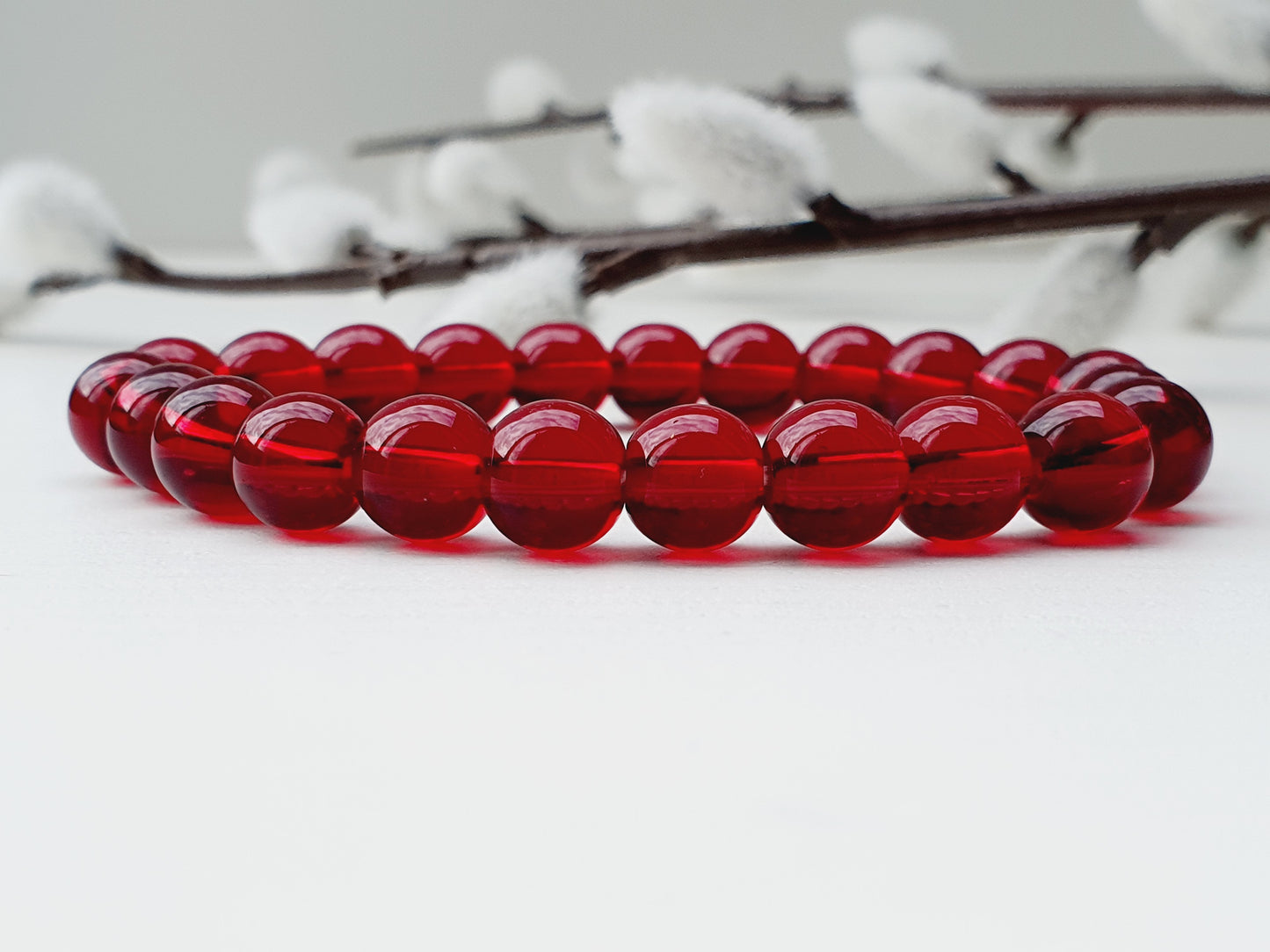 Garnet bracelet from natural stone 8mm bead gift box jewellery