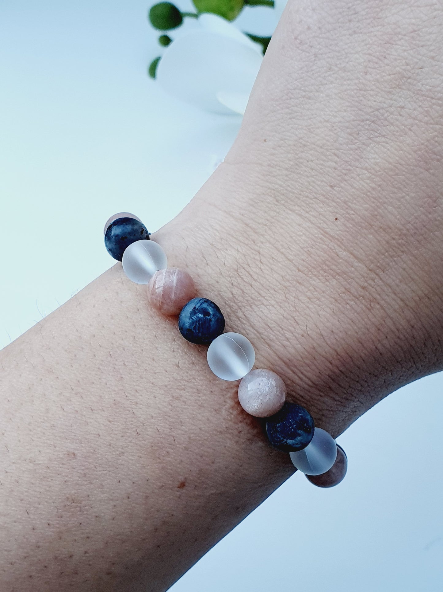 Bracelet From Natural Stone Labradorite Sunstone Moonstone 8mm Beaded, Gift Box Jewellery