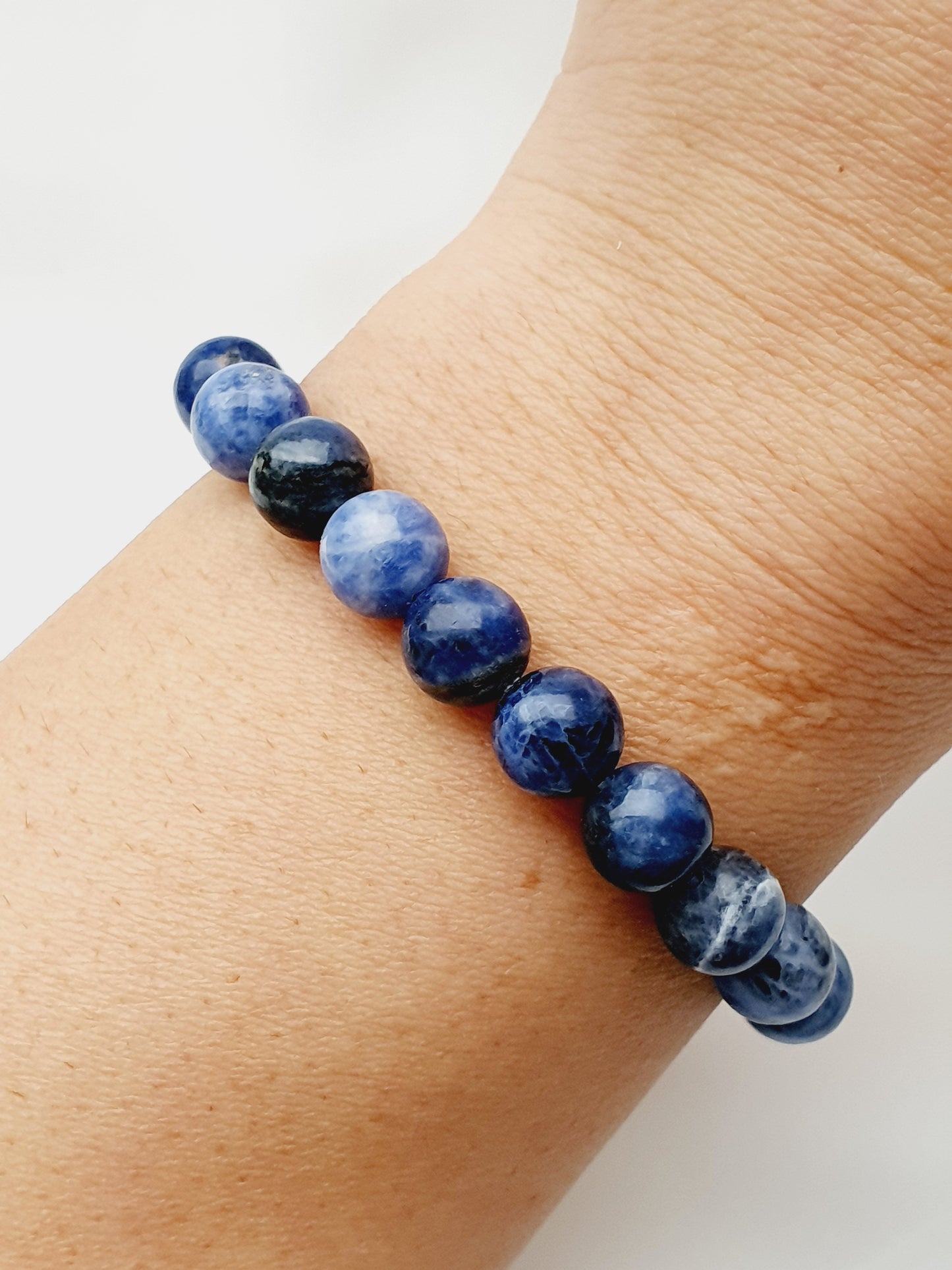 Sodalite natural stone bracelet 8mm beaded, gift box jewellery, Uk