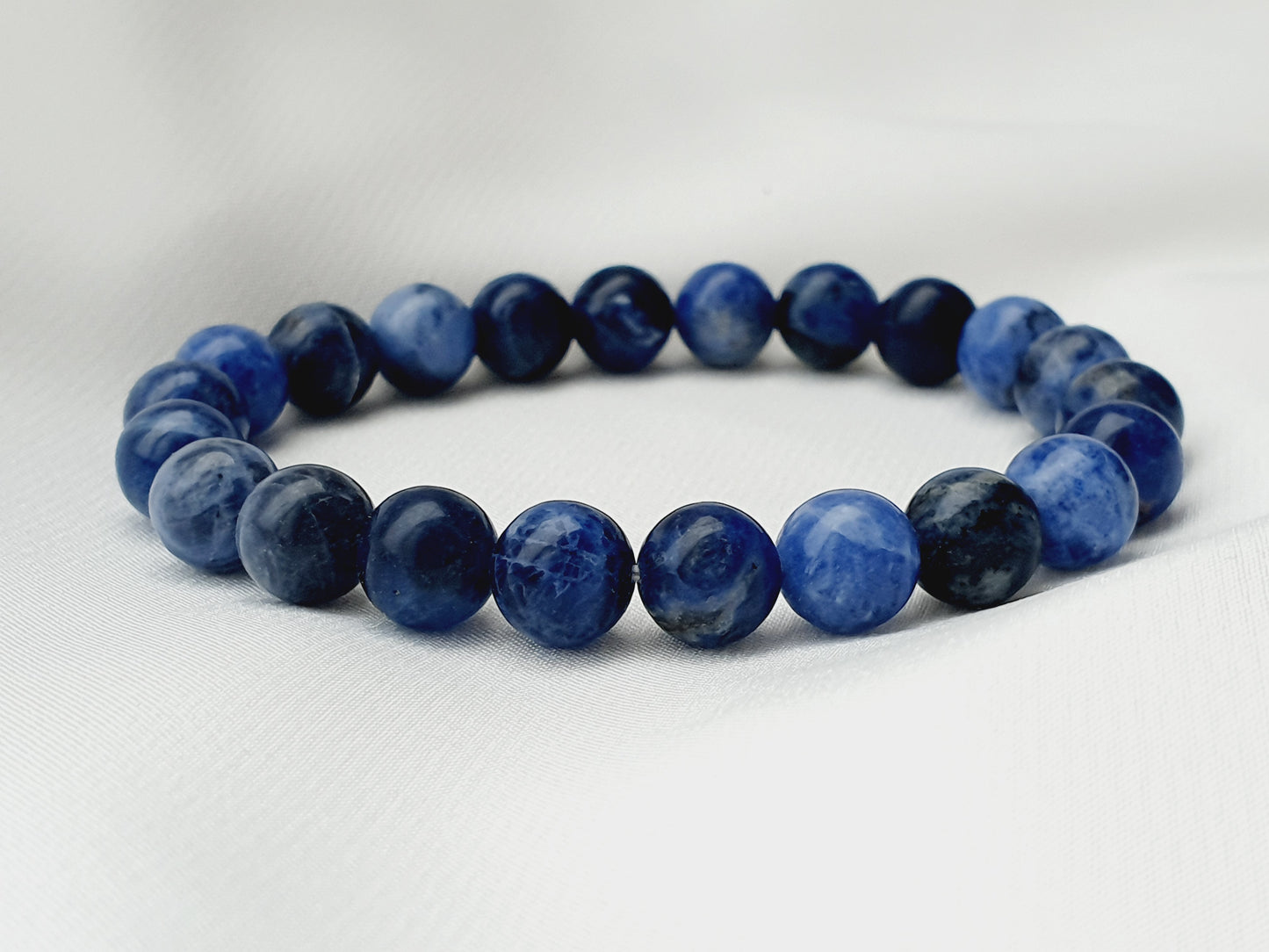 Sodalite natural stone bracelet 8mm beaded, gift box jewellery, Uk