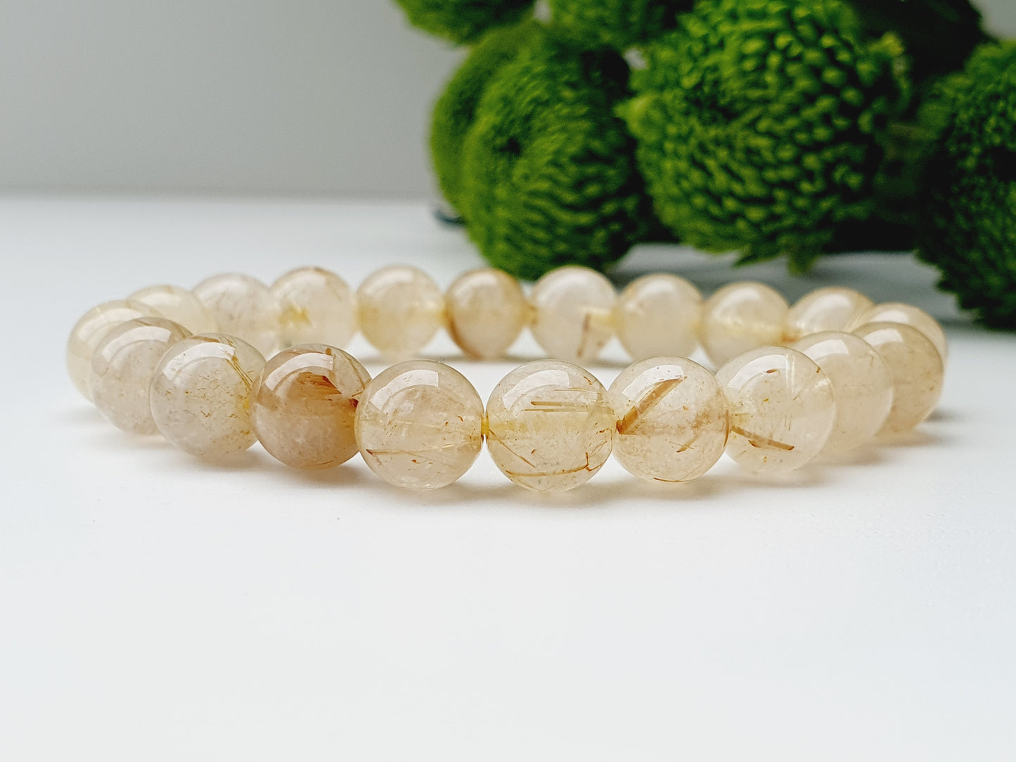 Rutilated Quartz natural gemstone bracelet 8mm bead