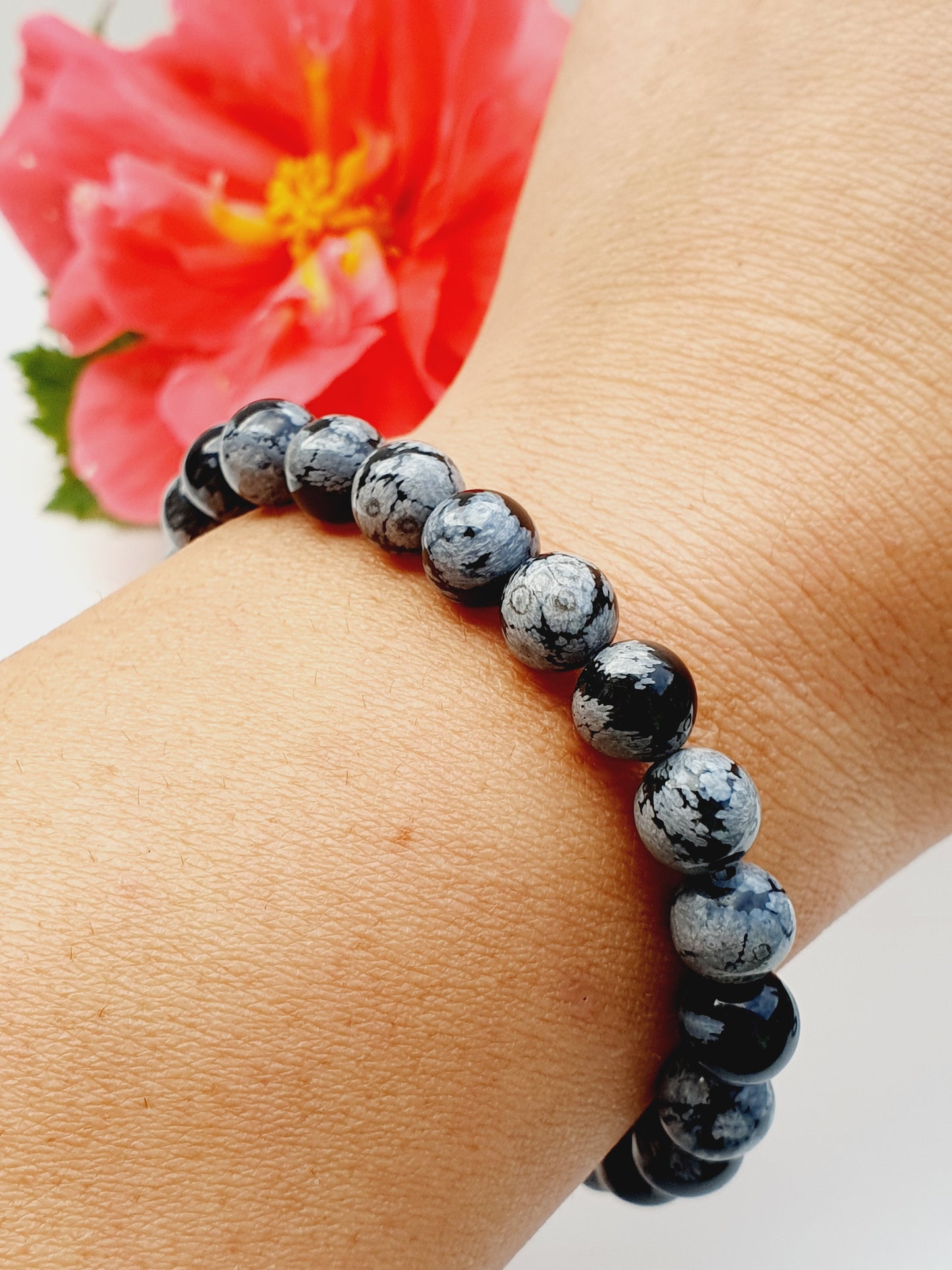 Snowflake obsidian natural stone bracelet 8mm bead