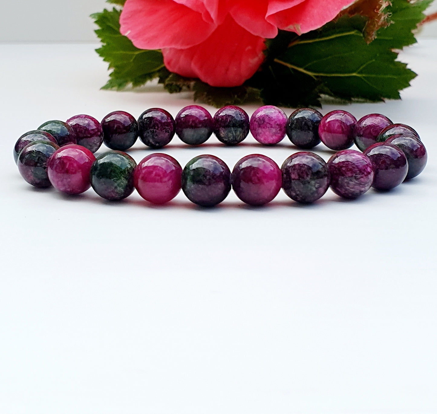 Tourmaline bracelet natural stone 8mm bead, Handmade in Uk