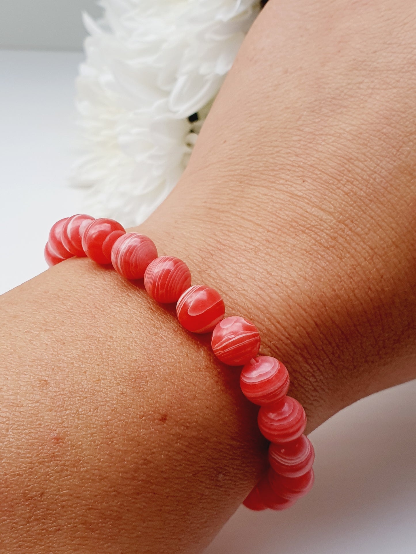 Rhodochrosite natural stone bracelet 8 mm bead