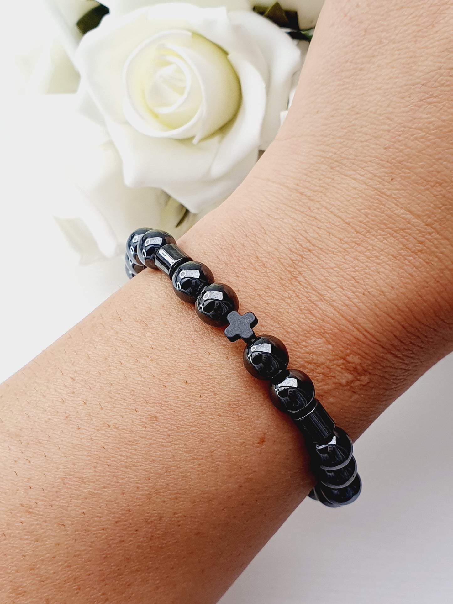 Hematite natural stone bracelet 8mm bead