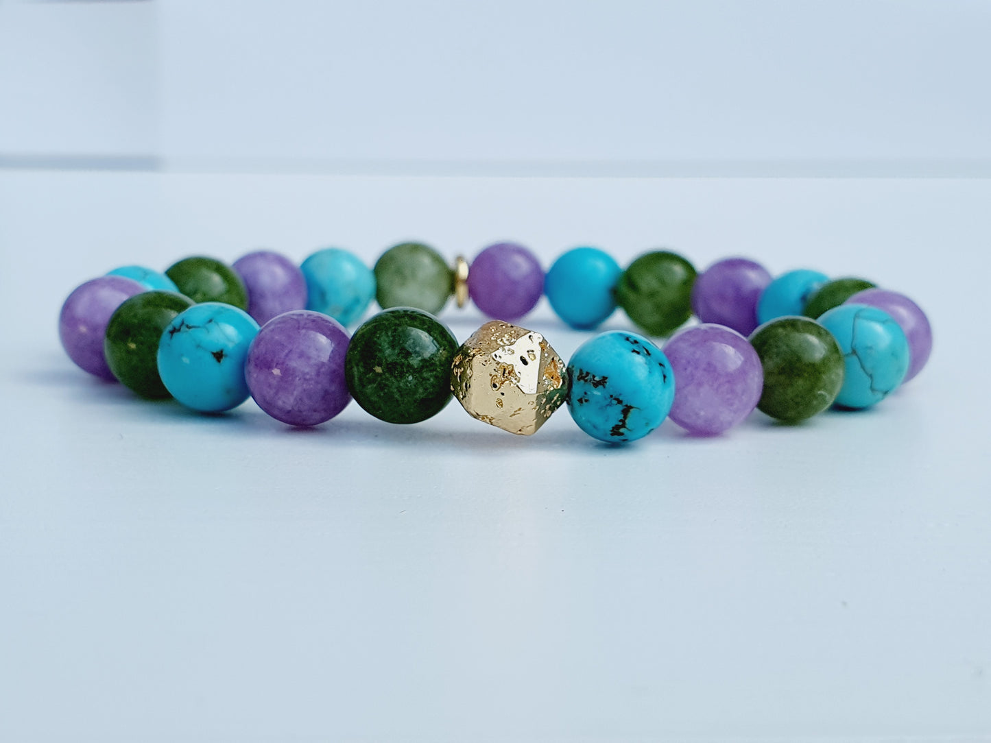 Turquoise, Chalcedony, Emerald natural stone bracelet 8mm bead