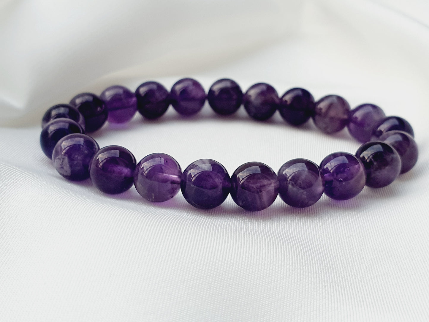 Amethyst natural stone jewellery set, bracelet earrings necklace with apple pendant, 8mm beaded, 925 silver