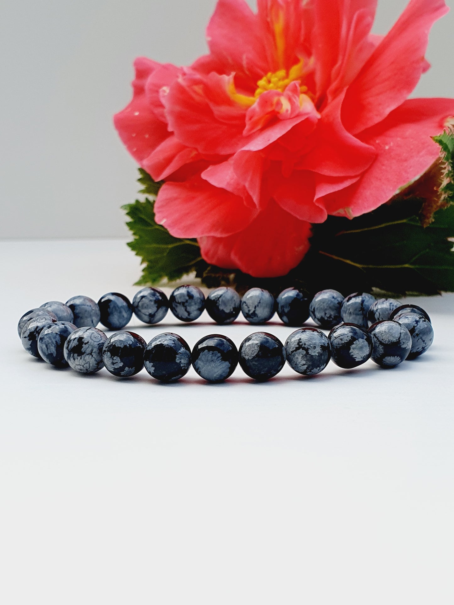 Snowflake obsidian natural stone bracelet 8mm bead