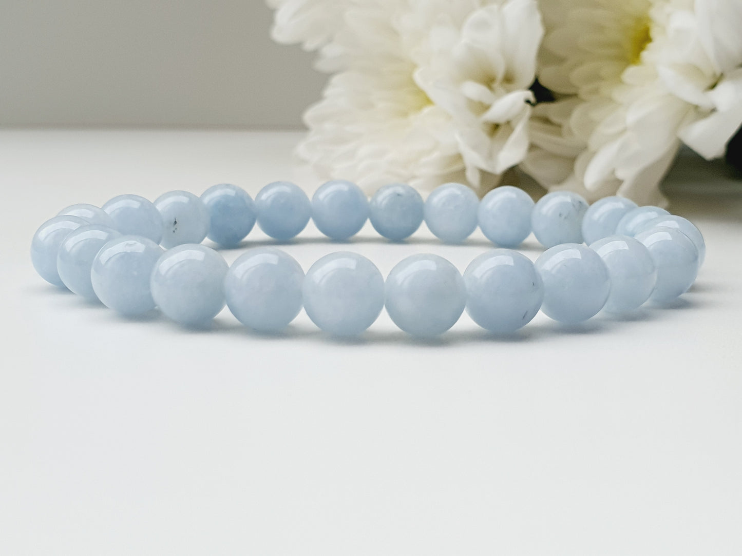 Aquamarine natural stone bracelet 8mm bead