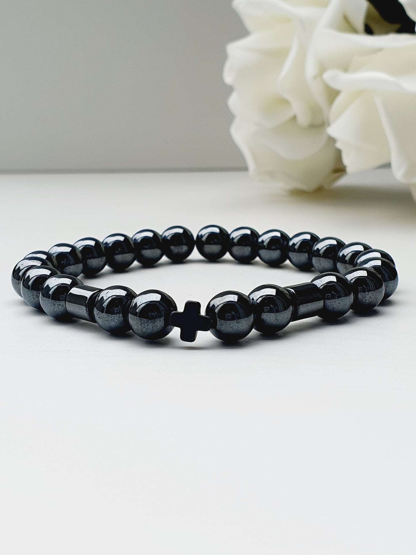 Hematite natural stone bracelet 8mm bead