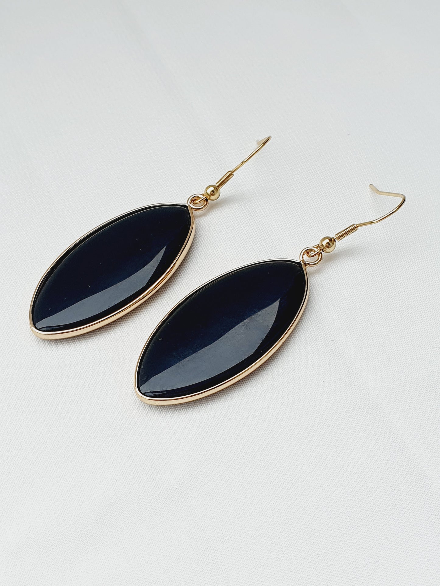 Obsidian natural stone jewellery set, bracelet earrings and necklace, 8mm beaded, 18k gold plated, Uk