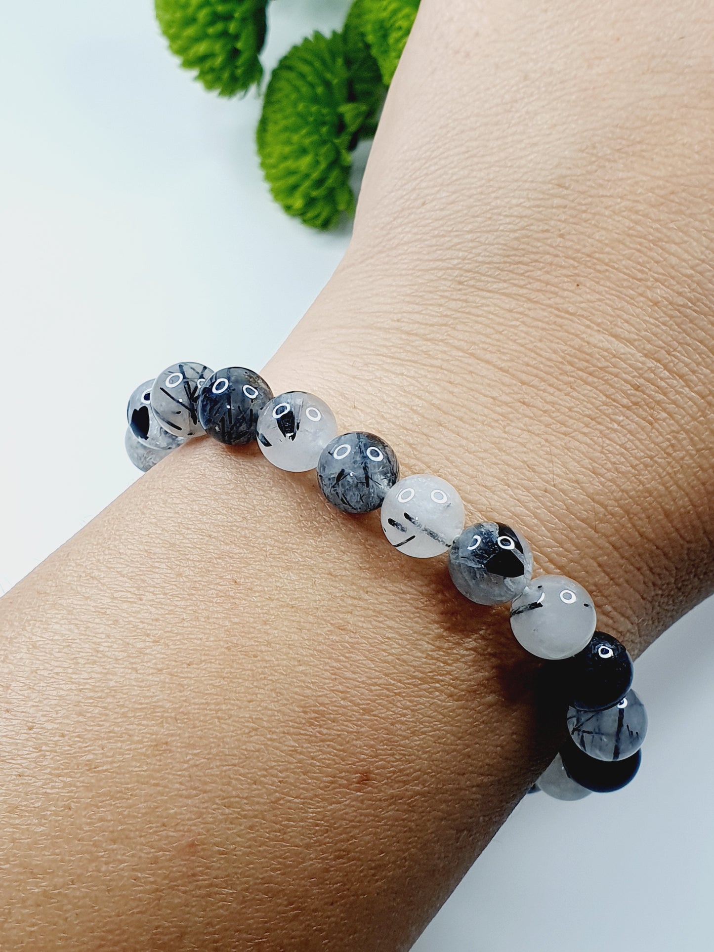 Tourmaline Quartz natural gemstone bracelet 8mm bead