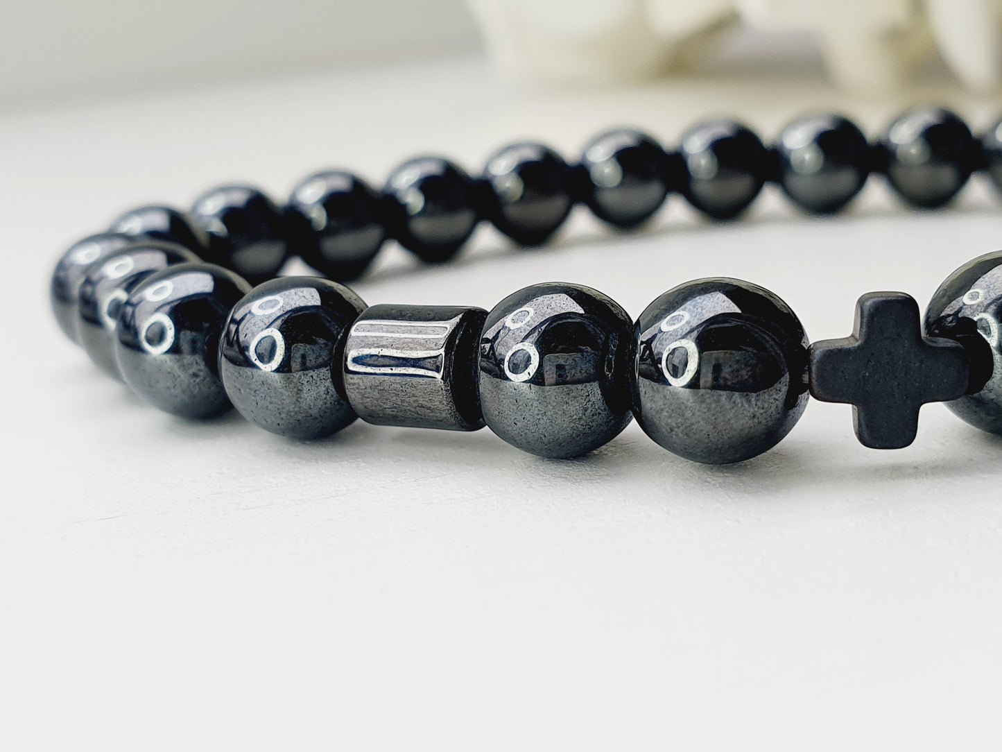 Hematite natural stone bracelet 8mm bead