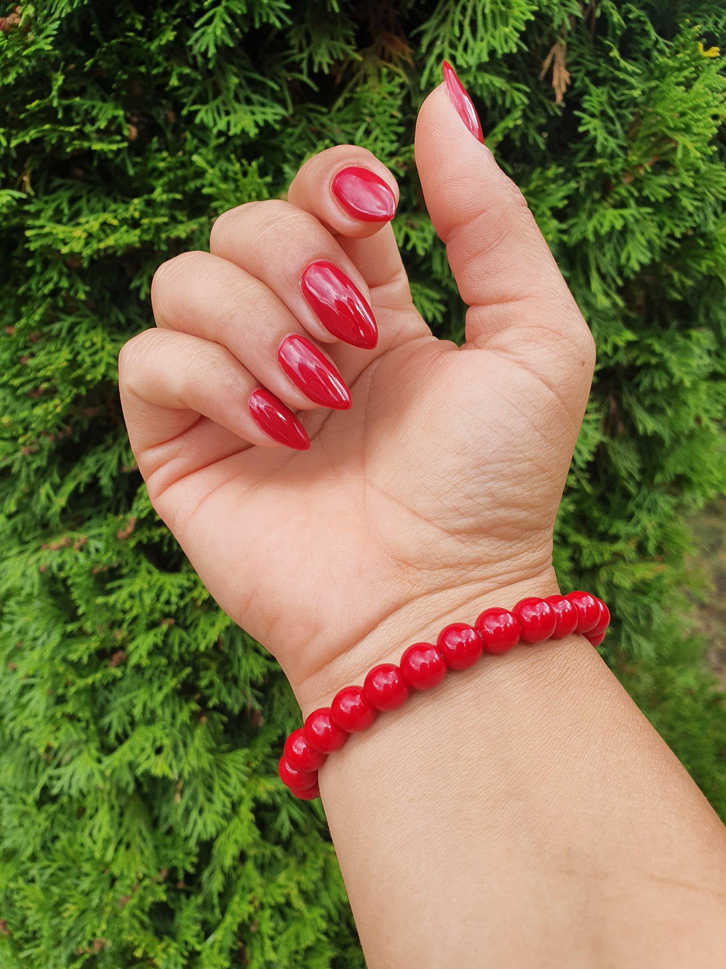 Coral prosperity bracelet natural stone 8mm bead