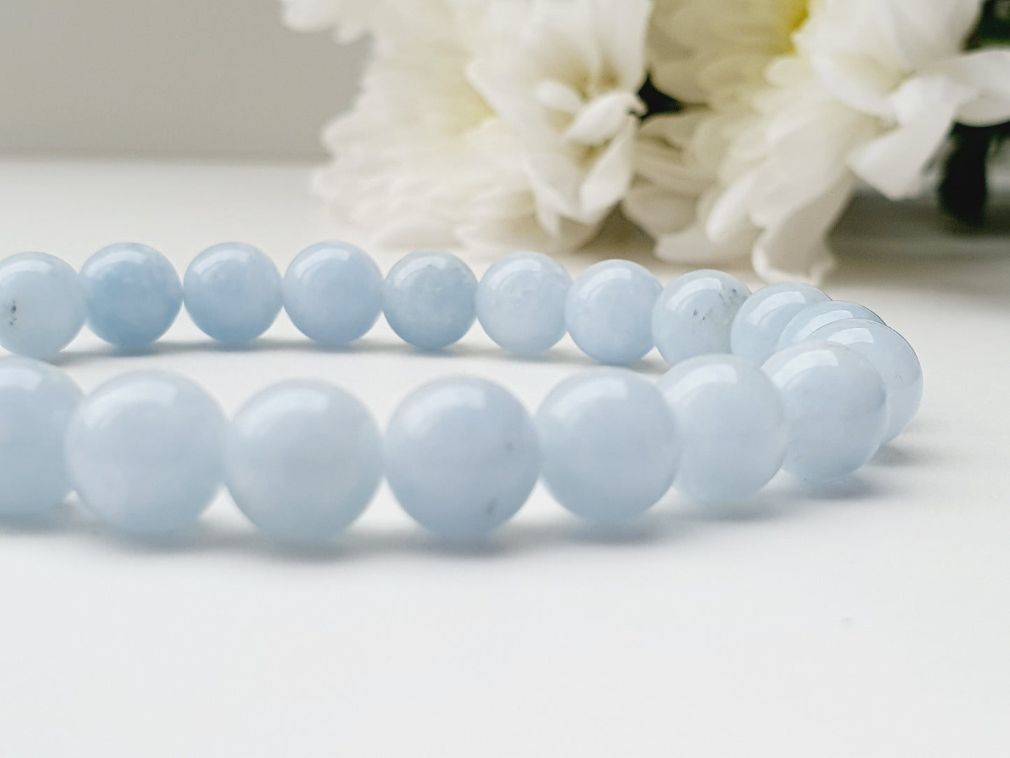 Aquamarine natural stone bracelet 8mm bead