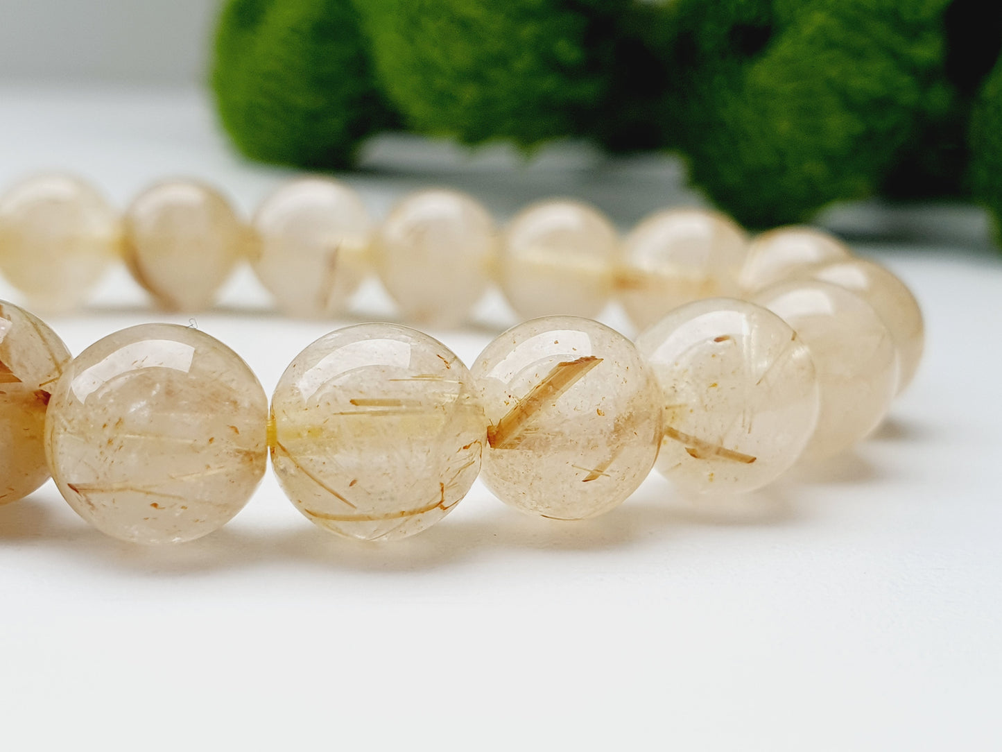 Rutilated Quartz natural gemstone bracelet 8mm bead