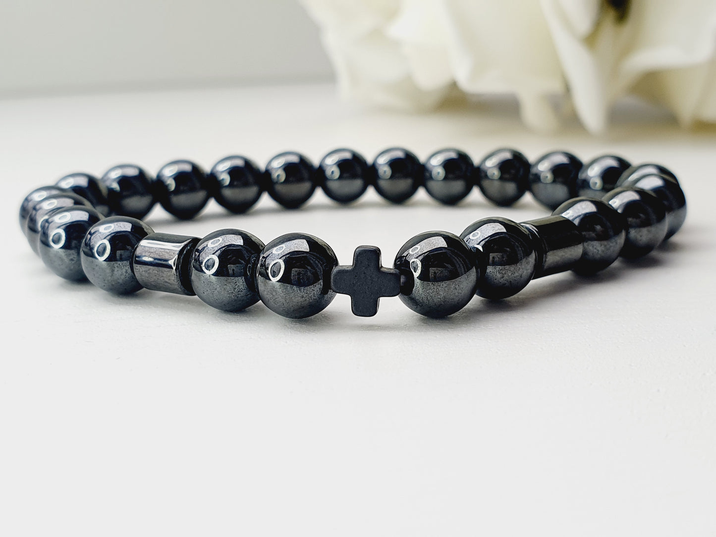 Hematite natural stone bracelet 8mm bead