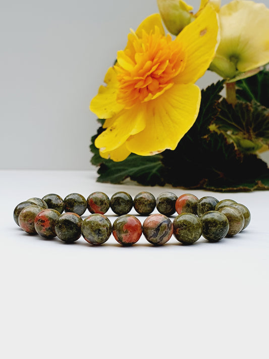 Unakite balance bracelet natural stone 8mm bead