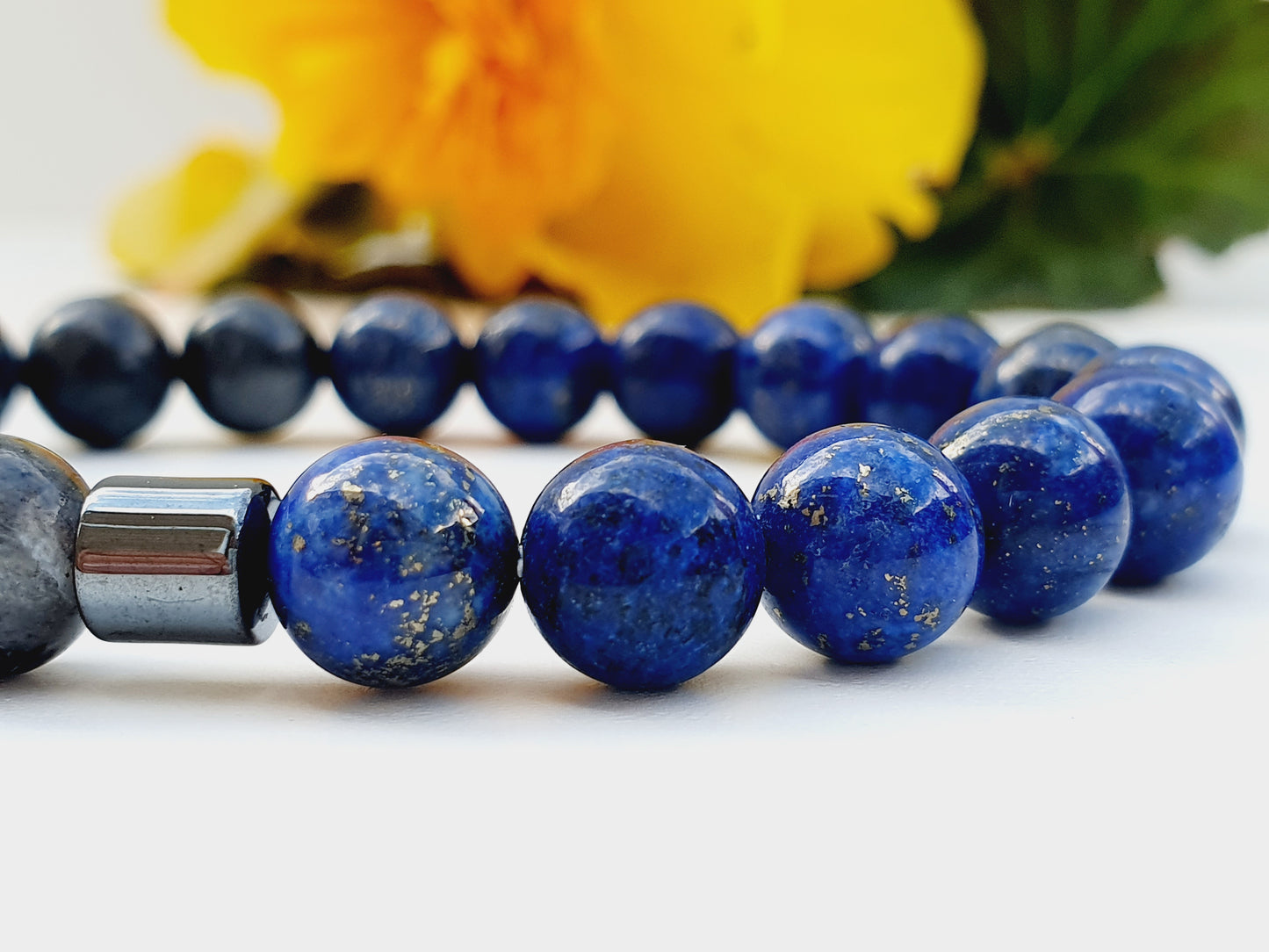 Lapis lazuli and Labradorite natural stone bracelet 8mm bead