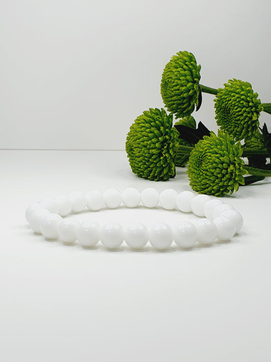 White Onyx bracelet natural stone 8mm bead