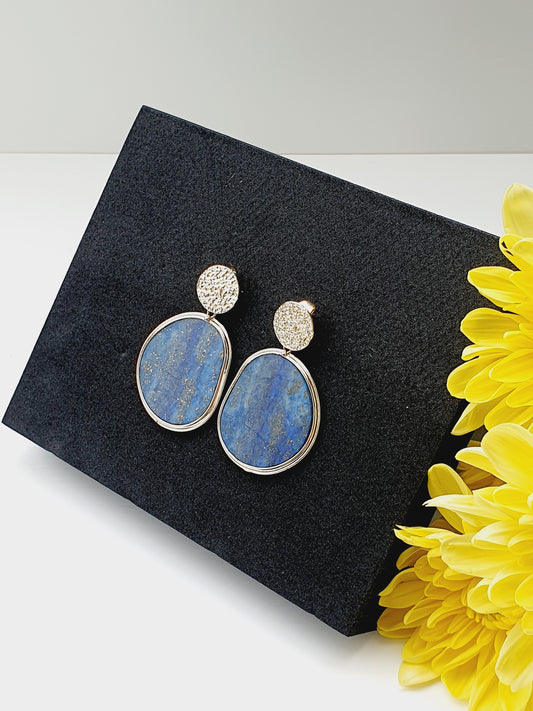 Gold Plated Earrings from Lapis lazuli natural stone