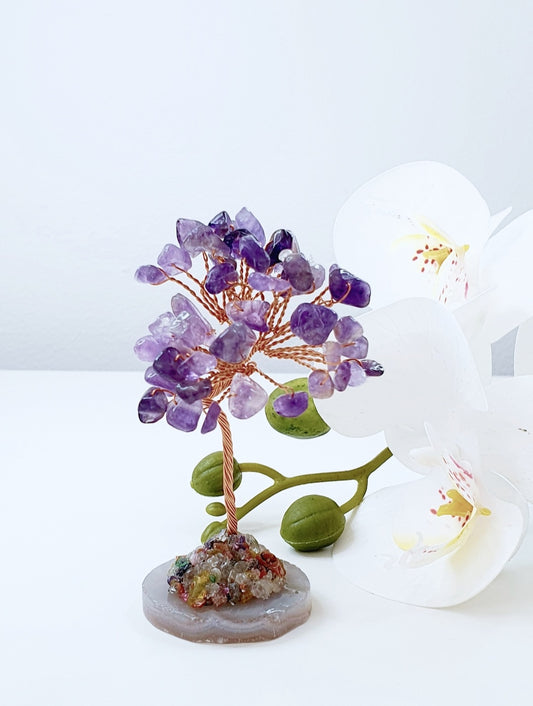 Tree of calming made from natural stone amethyst