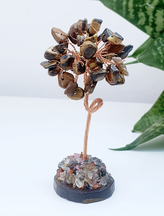 Tree of good luck made from natural stone tiger eye