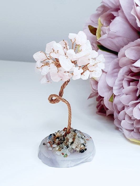 Tree of Love made from natural stone rose quartz