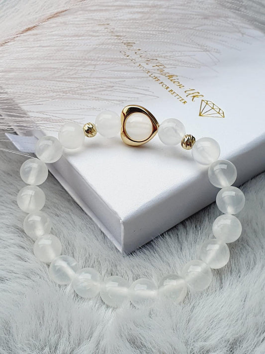 Selenite natural stone calming bracelet 8mm bead