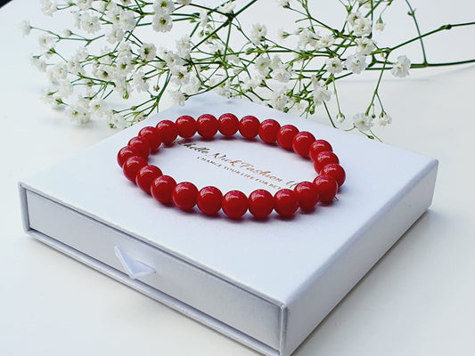 Coral prosperity bracelet natural stone 8mm bead