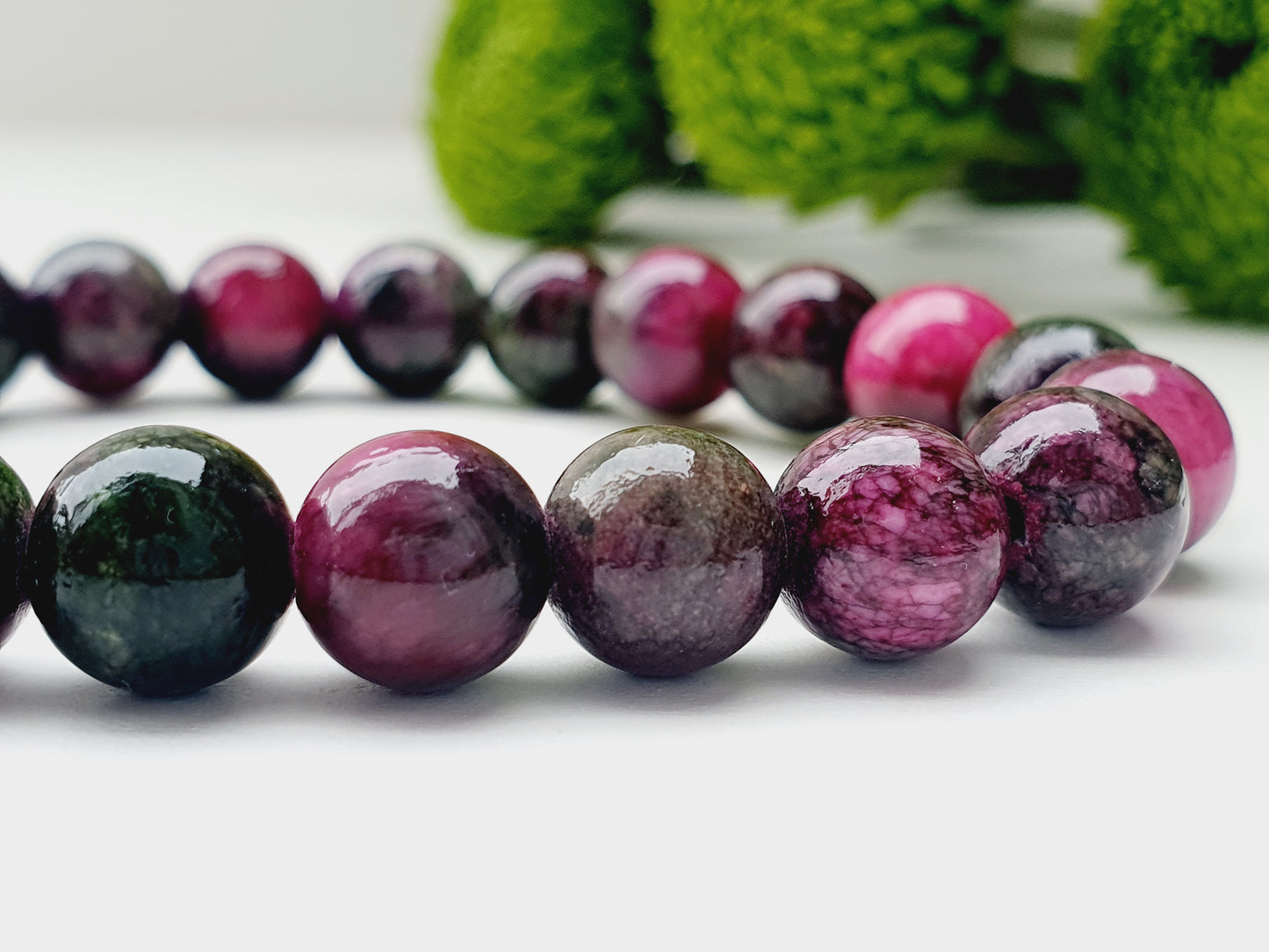 Tourmaline bracelet natural stone 8mm bead, Handmade in Uk