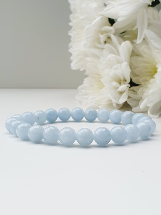Aquamarine natural stone bracelet 8mm bead