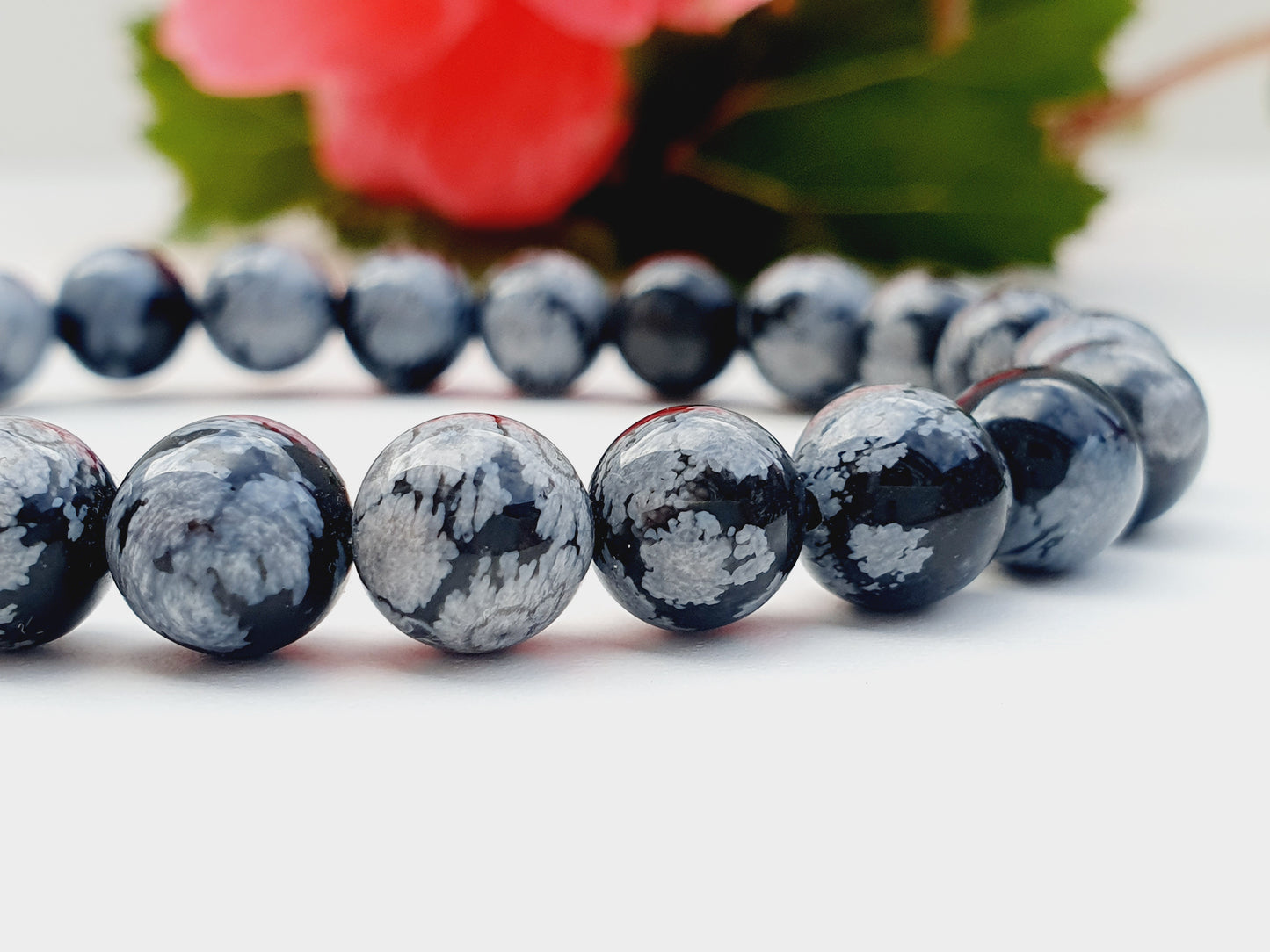 Snowflake obsidian natural stone bracelet 8mm bead